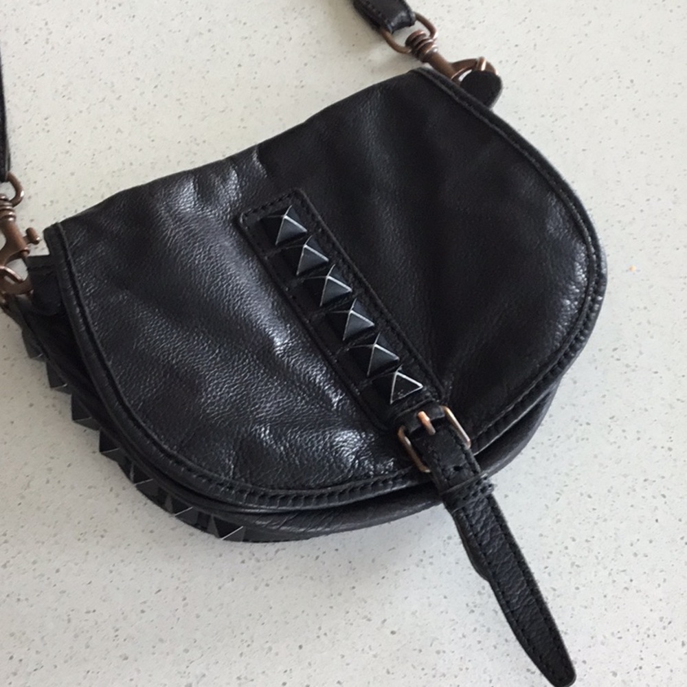 Liebskind black leather studded shoulder bag